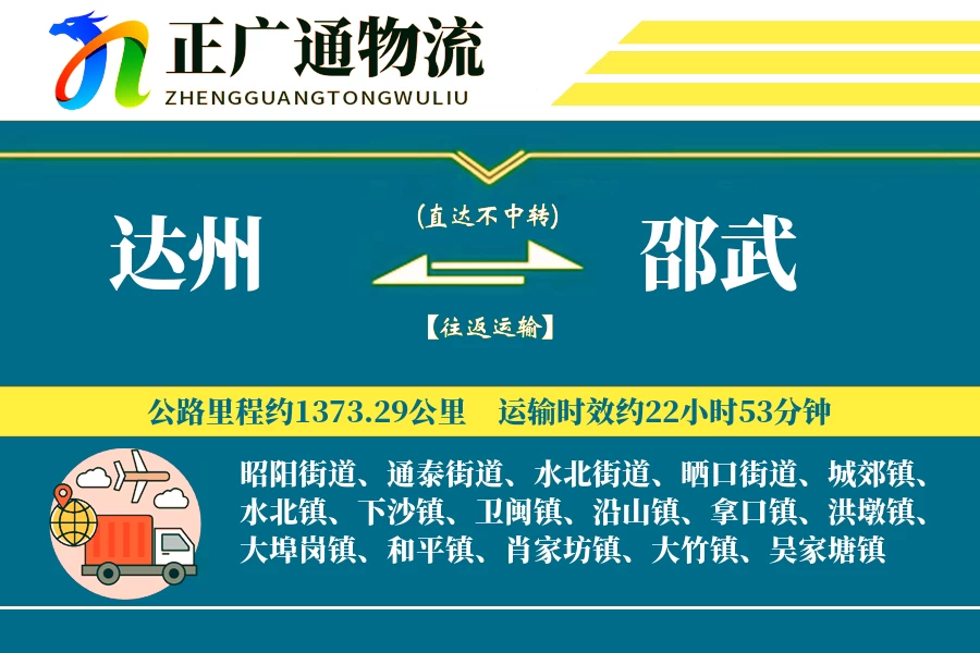 达州到邵武物流公司