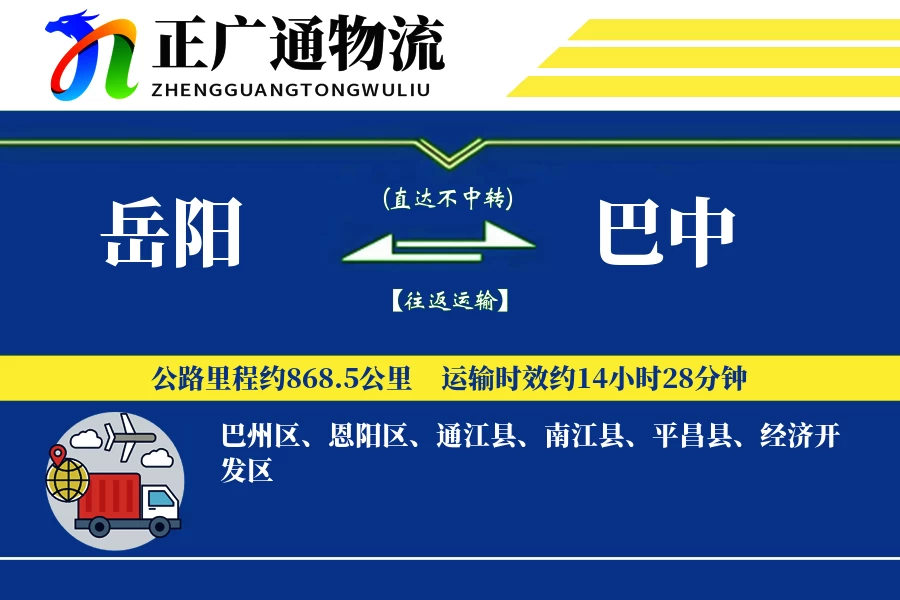 岳阳到巴中物流公司
