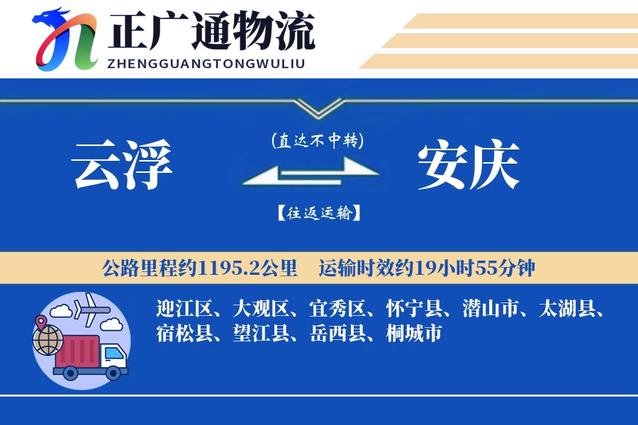 云浮到安庆物流公司